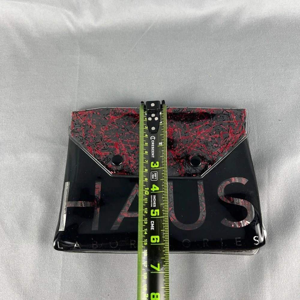 Haus Laboratories by Lady Gaga Cosmetic Bag Womens Black Red Glitter Lightweight
